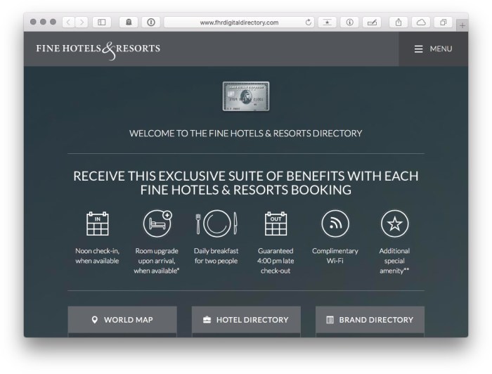 Hotels resorts fine platinum card benefits dollar international
