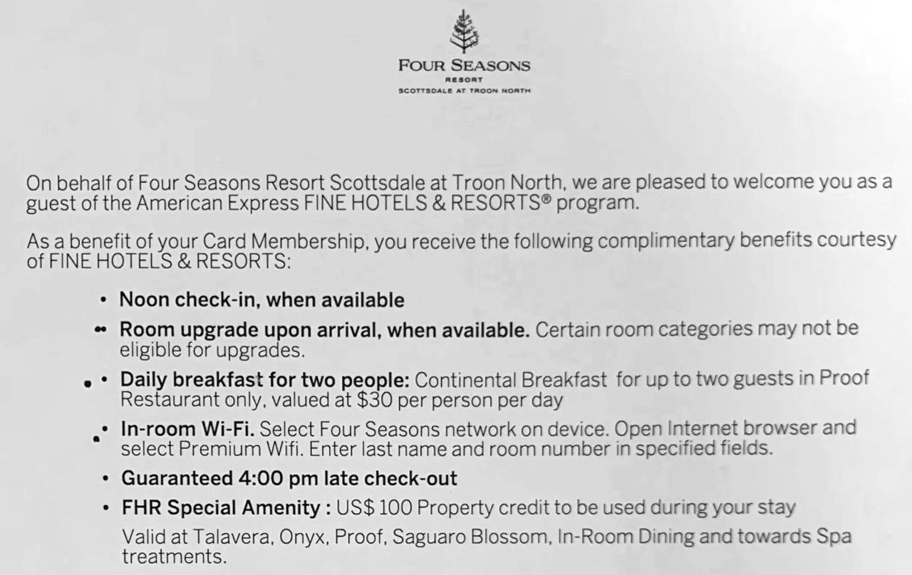 Amex fine hotels & resorts