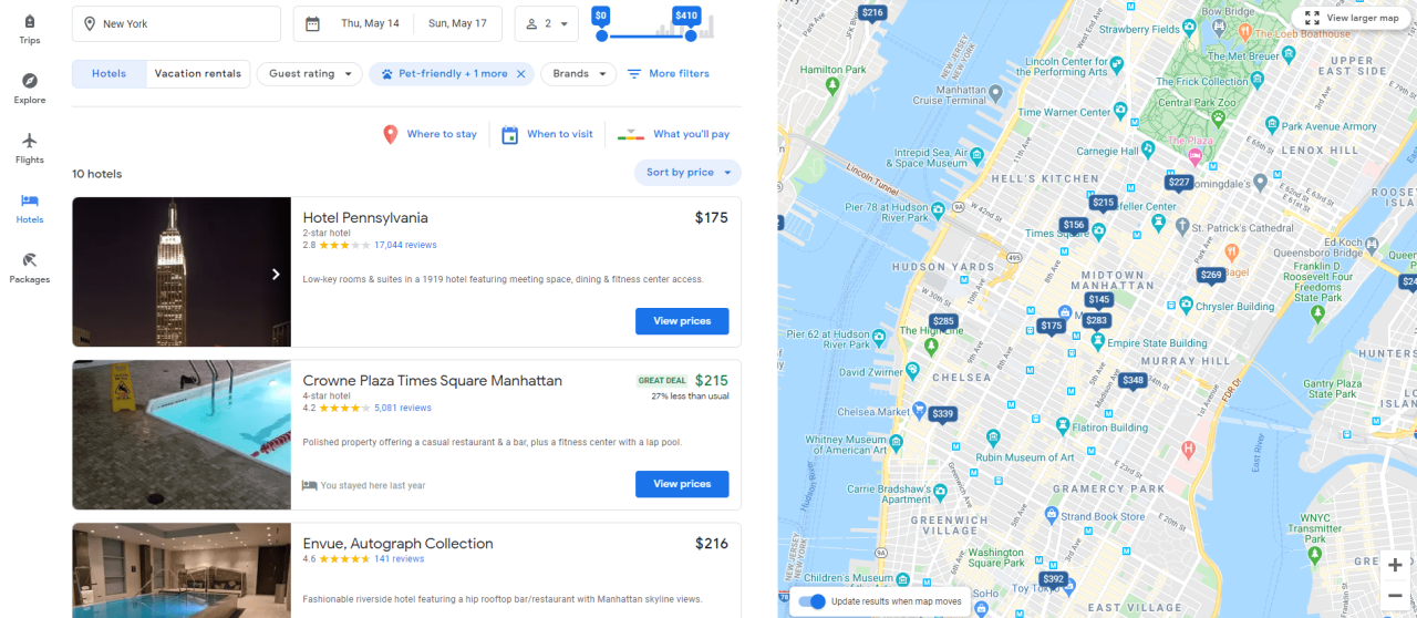 Google hotel booking