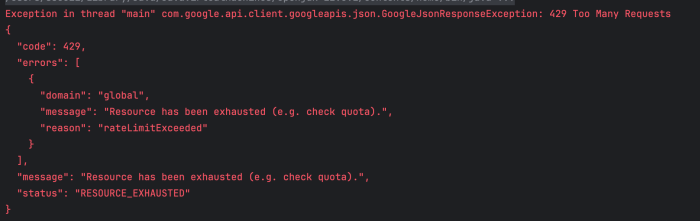 Quota error command enough process available not fixed